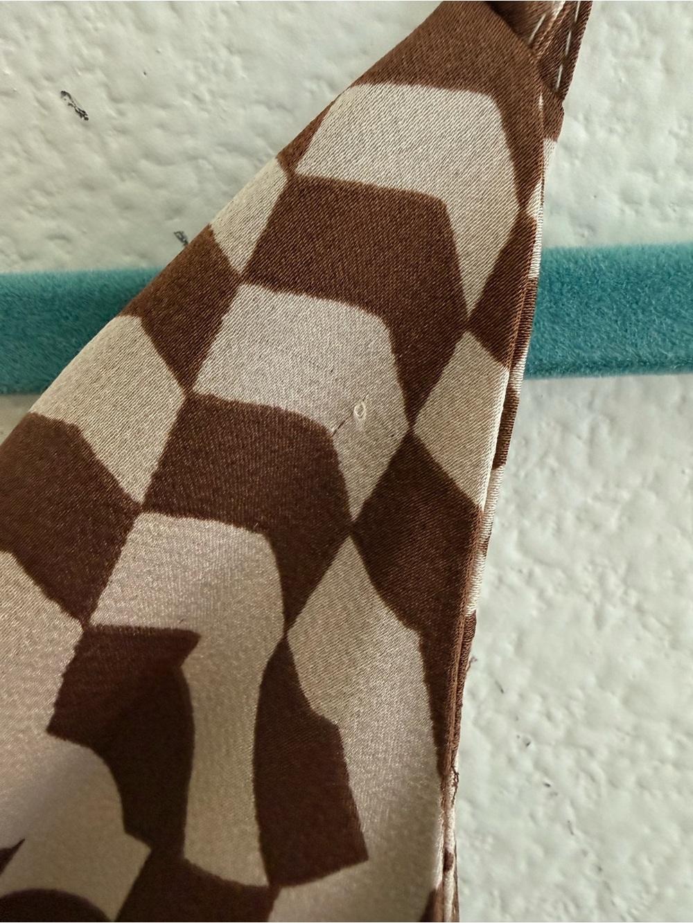 Topshop Brown & Cream Checkerboard Mini Slip Dress - Picture 6 of 6